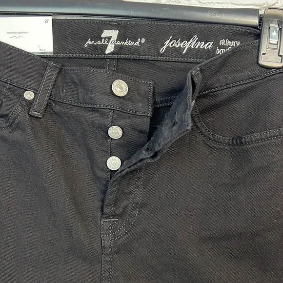 7 For All Mankind Black Josefina Skinny Boyfriend Jeans Size 27 - Picture 7 of 15